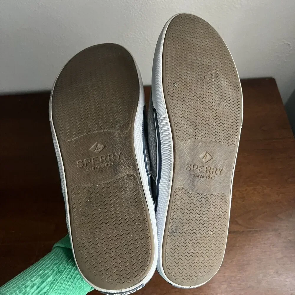 Sperry Shoes Sz 10.5 M Striper II CVO Salt Washed Sneakers STS17393 Grey Canvas